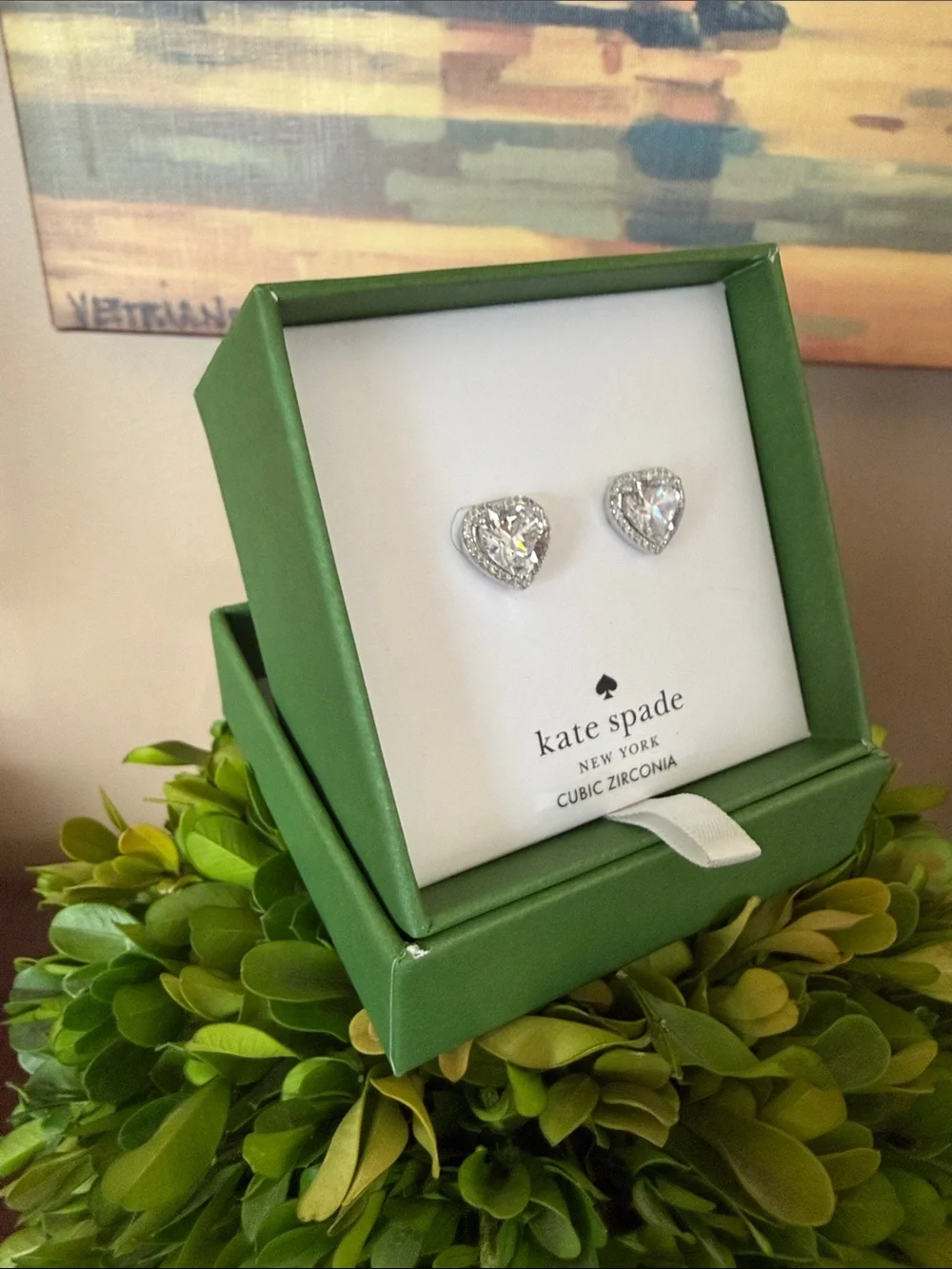 KATE SPADE ♠️ New York 🤍 MY LOVE 🤍 CUBIC ZIRCONIA HEART STUD EARRINGS 🌟NWT🌟